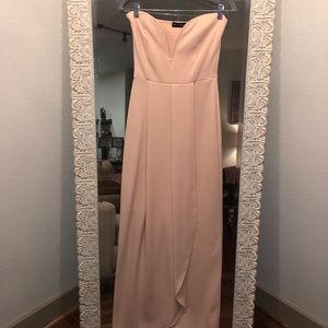 Nude Draped Wrap Detail Bandeau Maxi Dress